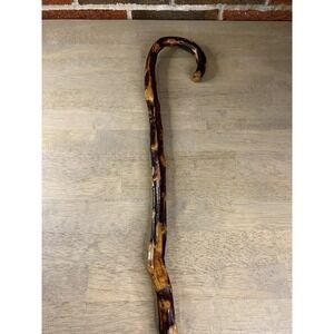 Vintage Antique Fat Knobby Natural Wood Crook Handle Walking Stick Cane Old 35"
